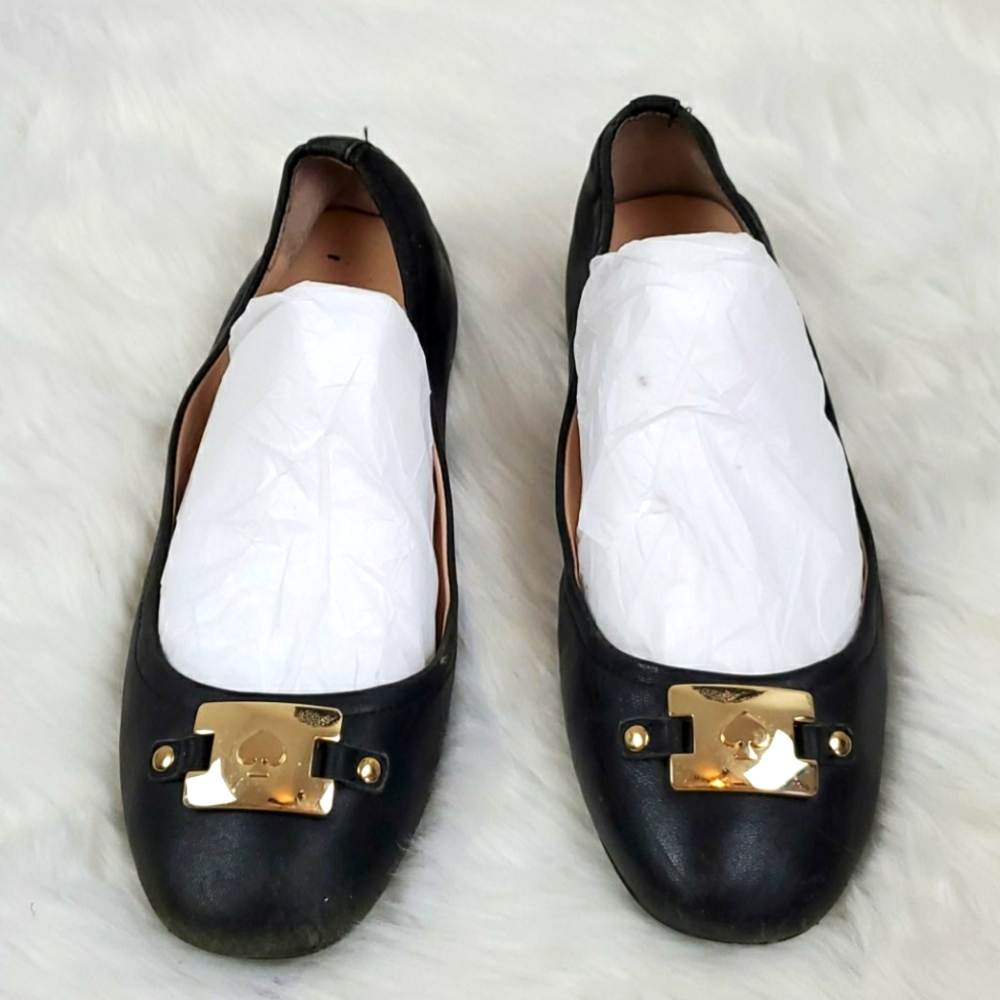 Kate Spade black leather upper shoes flat size 6.5